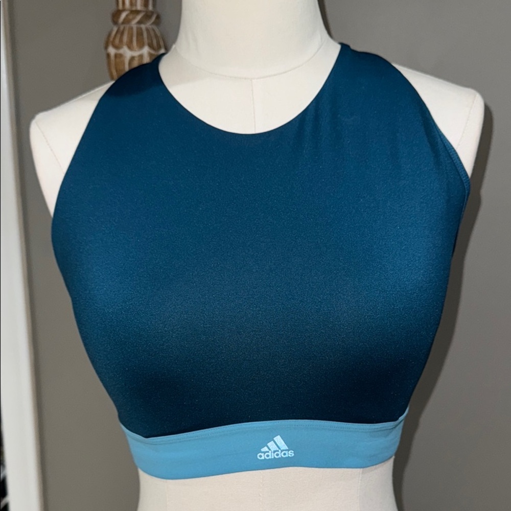 Adidas Women's Teal High-Neck Sports Bra